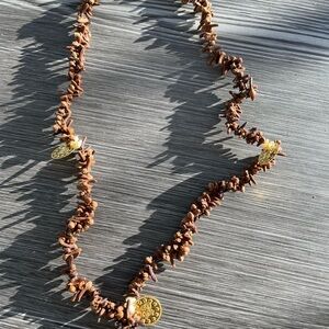 Scented Boho Handmade Krunful  Clove Necklace w Golden Color Turkish coins